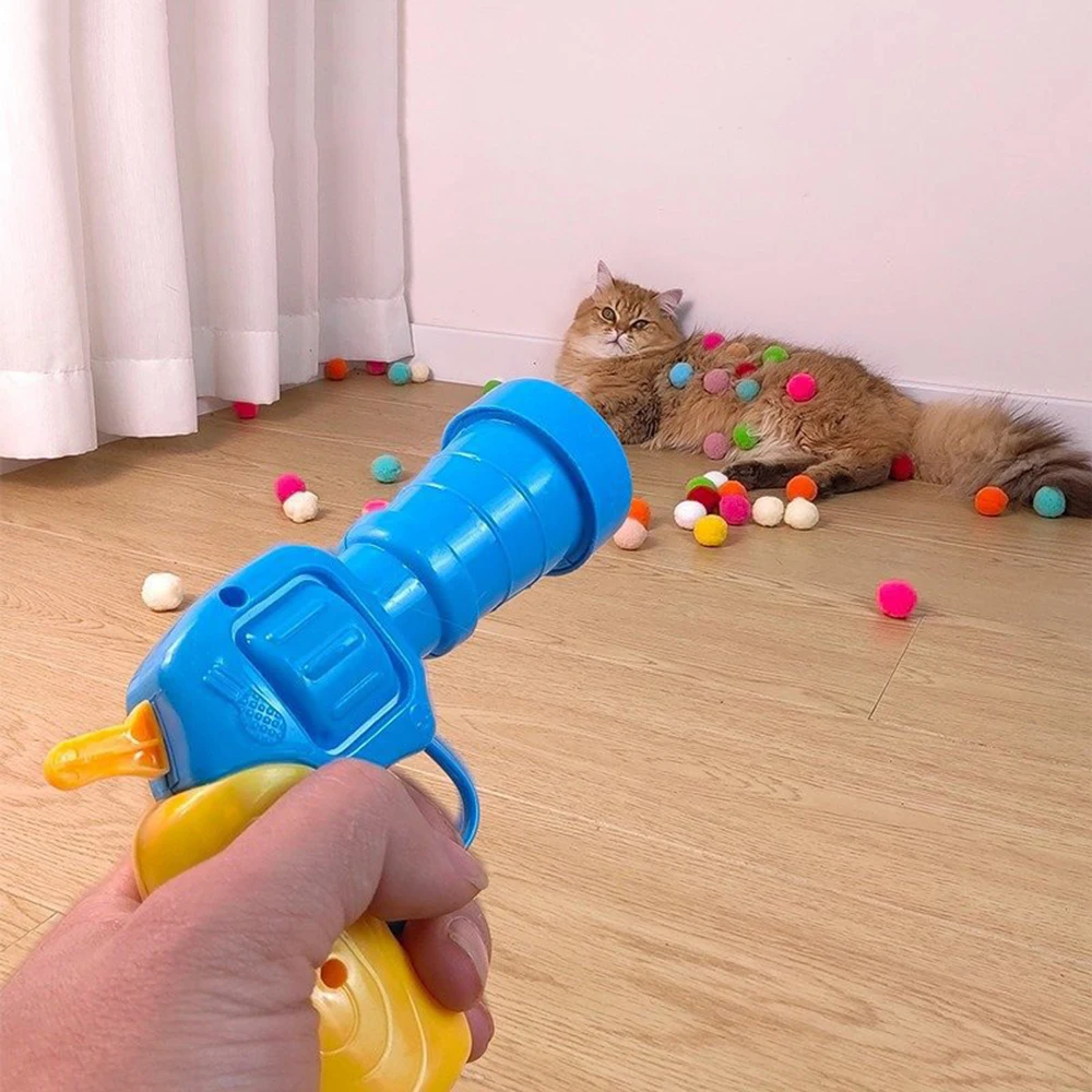 Interaktive Katzen-Spielzeugpistole mit Plüschball 3