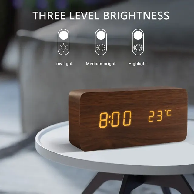 LED-Holzwecker mit Sprachsteuerung 4