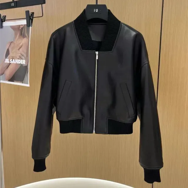 kurze Schaffell-Lederjacke 4