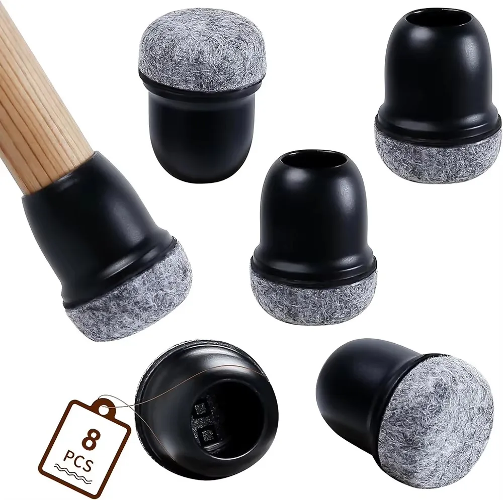 Schwarze Silikon-Stuhlbeinschoner mit Filzpolster