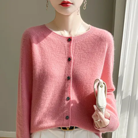 Damen-Kaschmir-Strickjacke