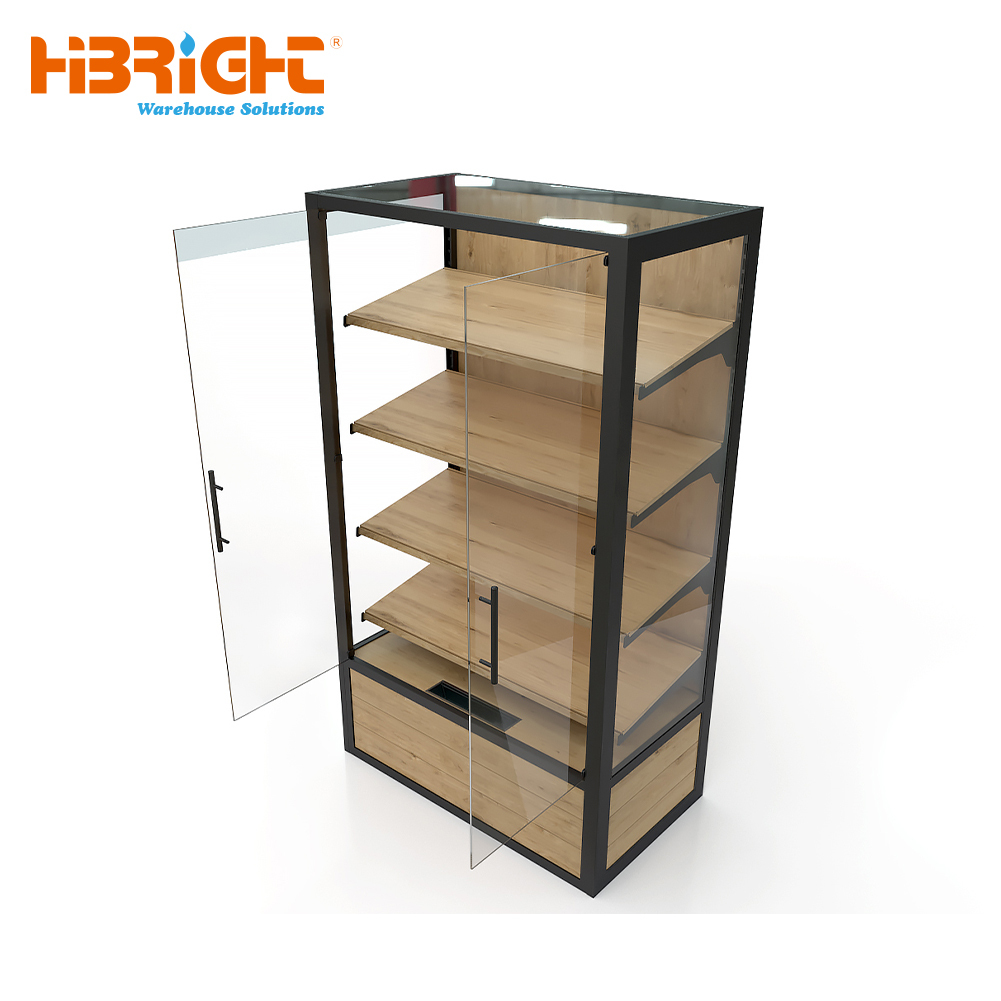 Massivholz-Vitrine mit Glastür für Boutiquen
