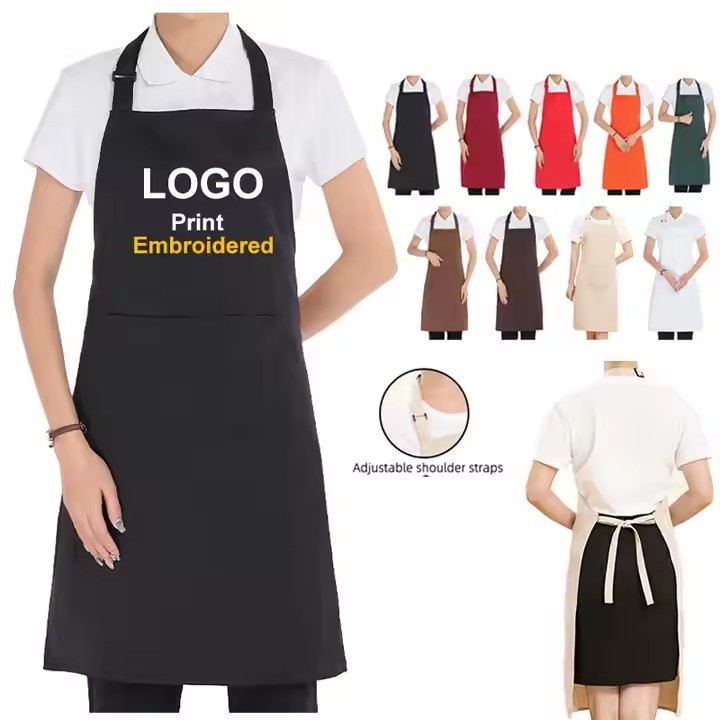 Unisex-Kochschürze mit Taschen in Schwarz