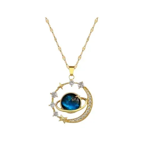 Edelstahl-Choker mit Mond- und Stern-Anhänger