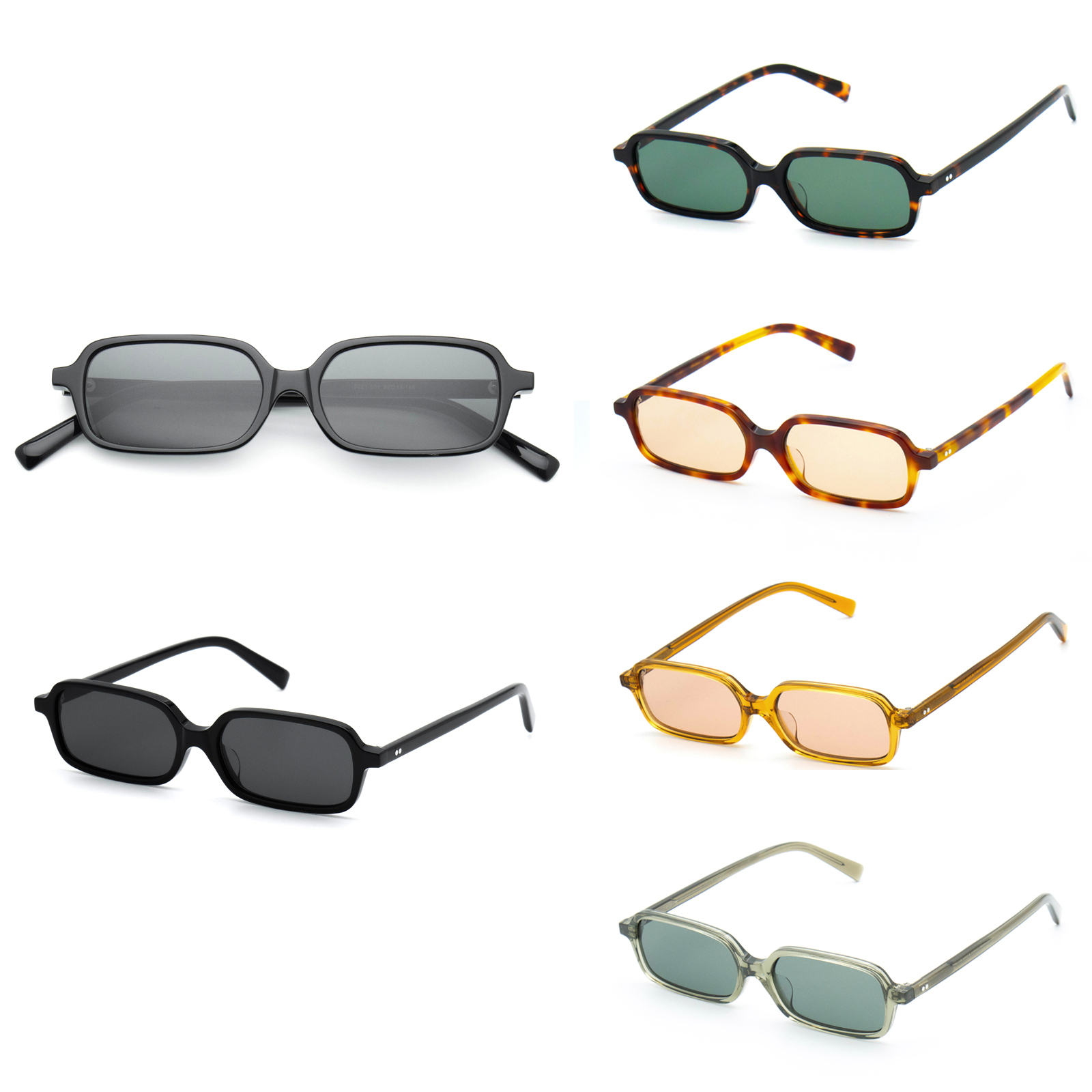 Retro-Rechteck-Sonnenbrille aus Acetat