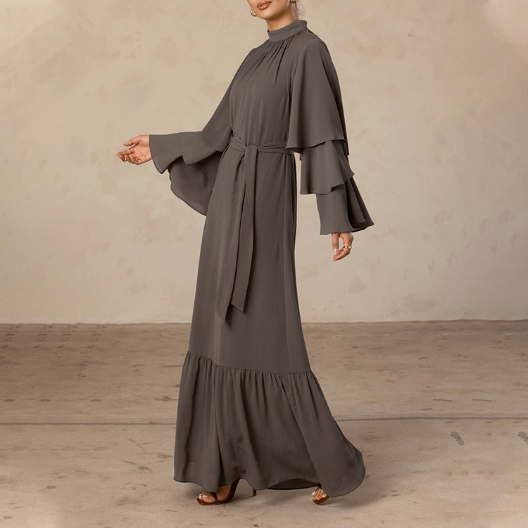 Eleganter Damen Tunika Kleid mit Rüschenärmeln 2