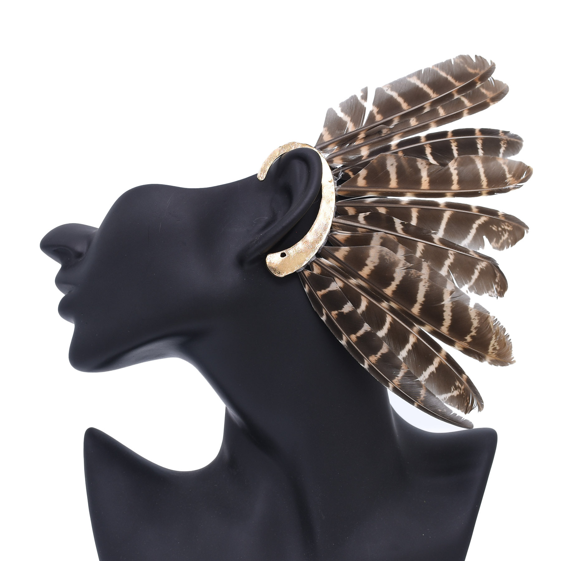Unisex Federohrmanschette ohne Piercing Braun