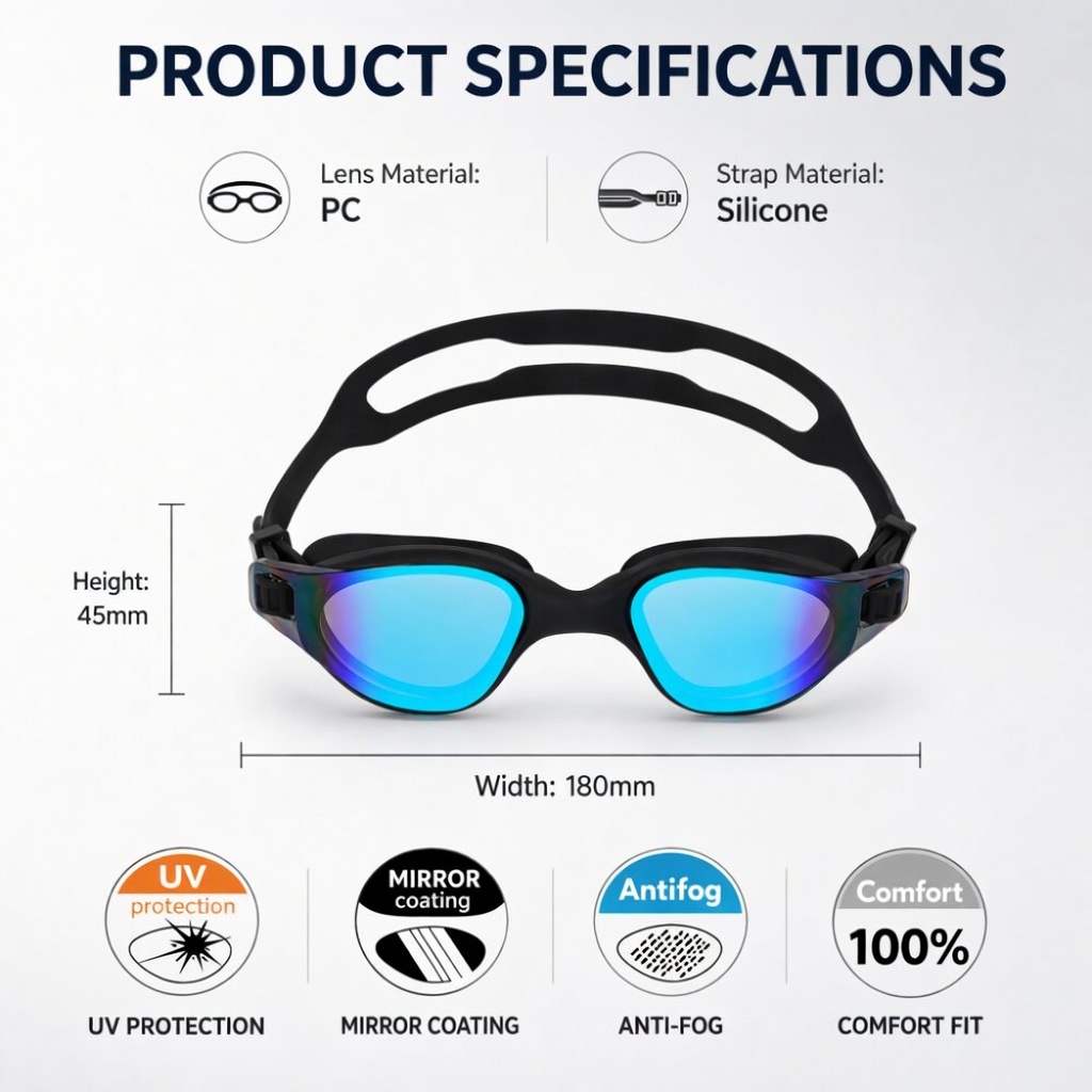Verspiegelte Silikon Schwimmbrille Adult 3