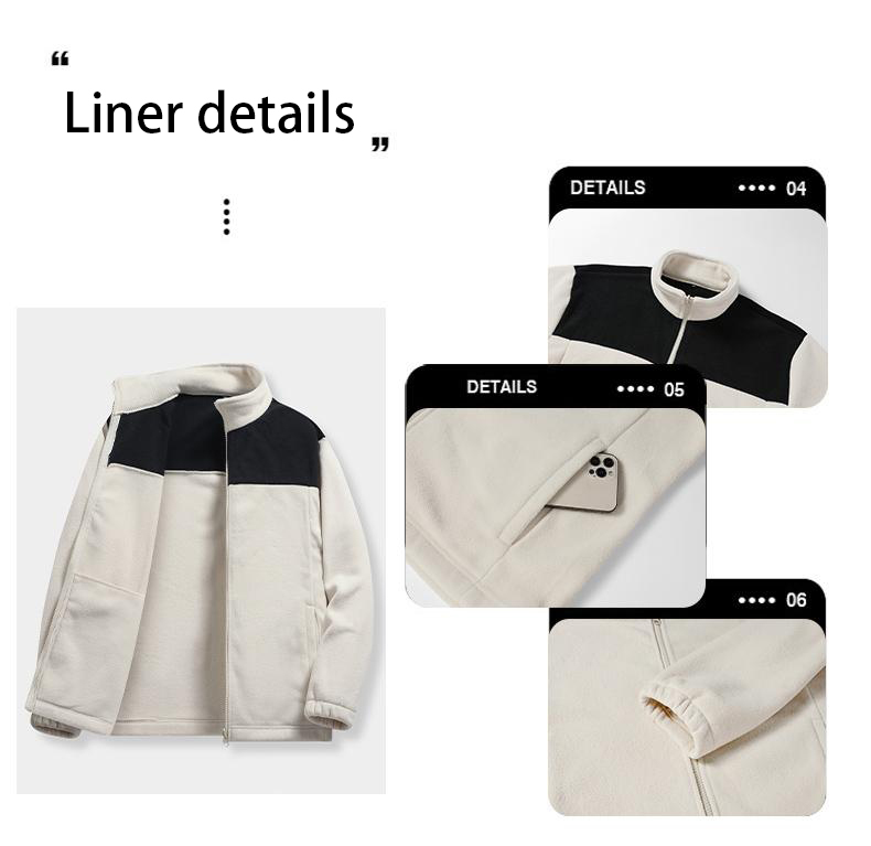 Unisex Pendler-Fleecejacke Mehrere Taschen Windfest 2