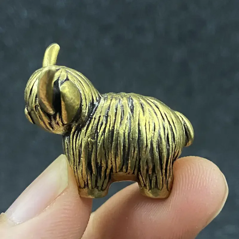 Messing-Hochlandkuh-Figur als Schreibtischdeko 4