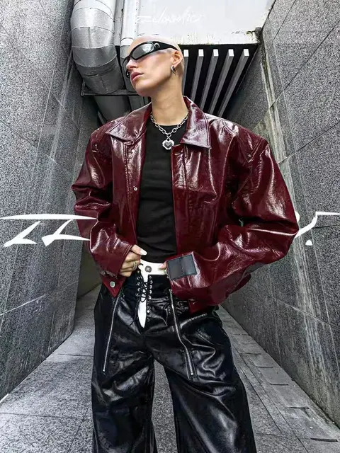 Oversize Kunstleder-Jacke 4