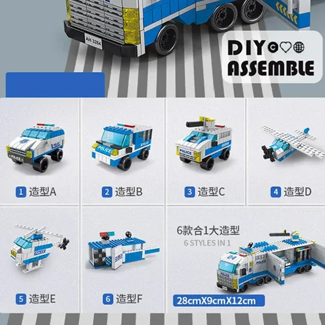 6-in-1 Polizei-Sportwagen Bausteinset für Kinder 4