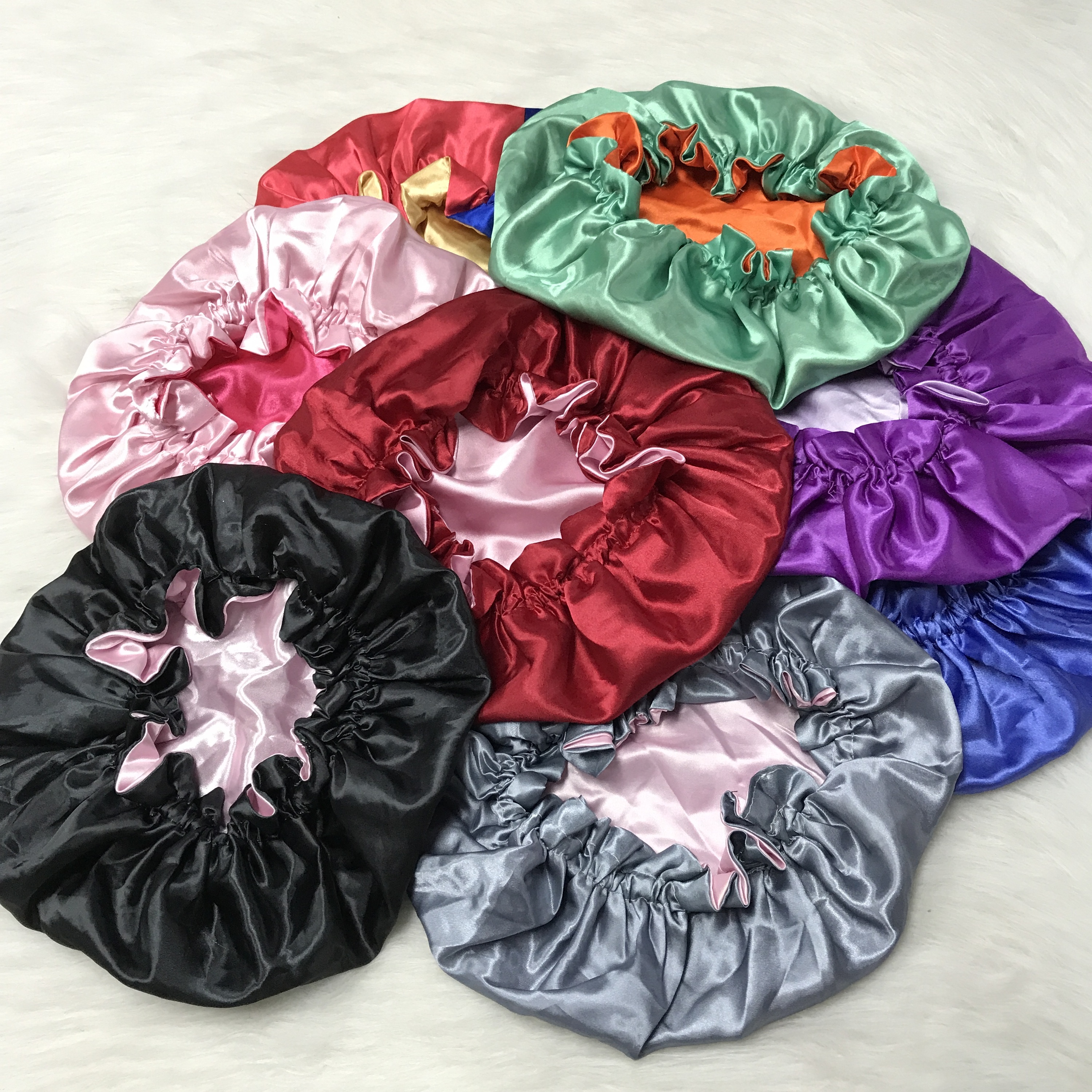 Seidige Doppelseiten-Satin-Schlafhaube 3