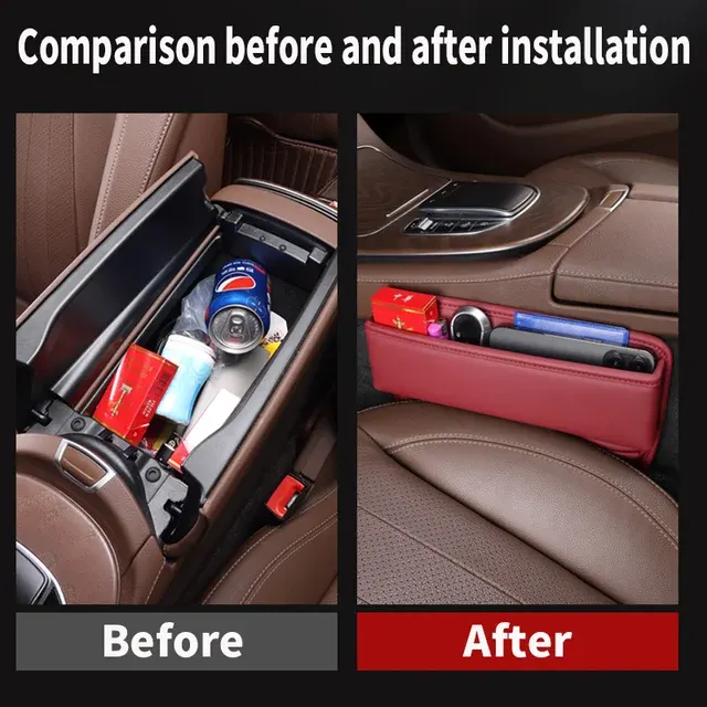 Leder-Sitzspalt-Organizer für Autos, Multifunktional 2