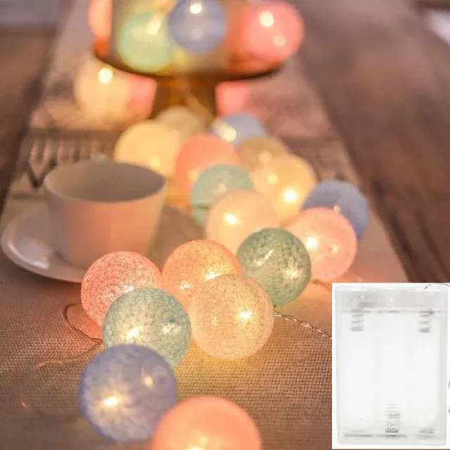 Lichterkette mit Wattebällen 2