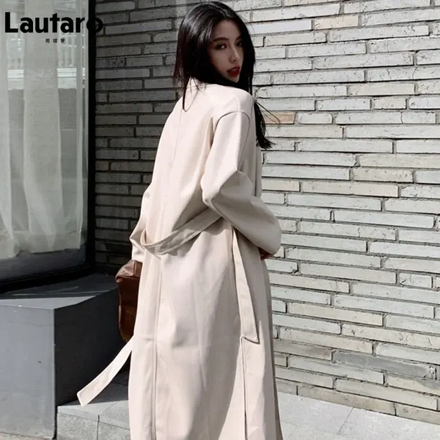Damen-Lederimitat-Trenchcoat 2