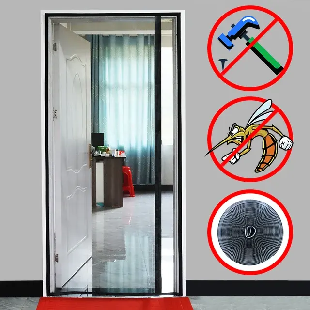 Schwarzer Fiberglas-Magnet-Insektenvorhang 3