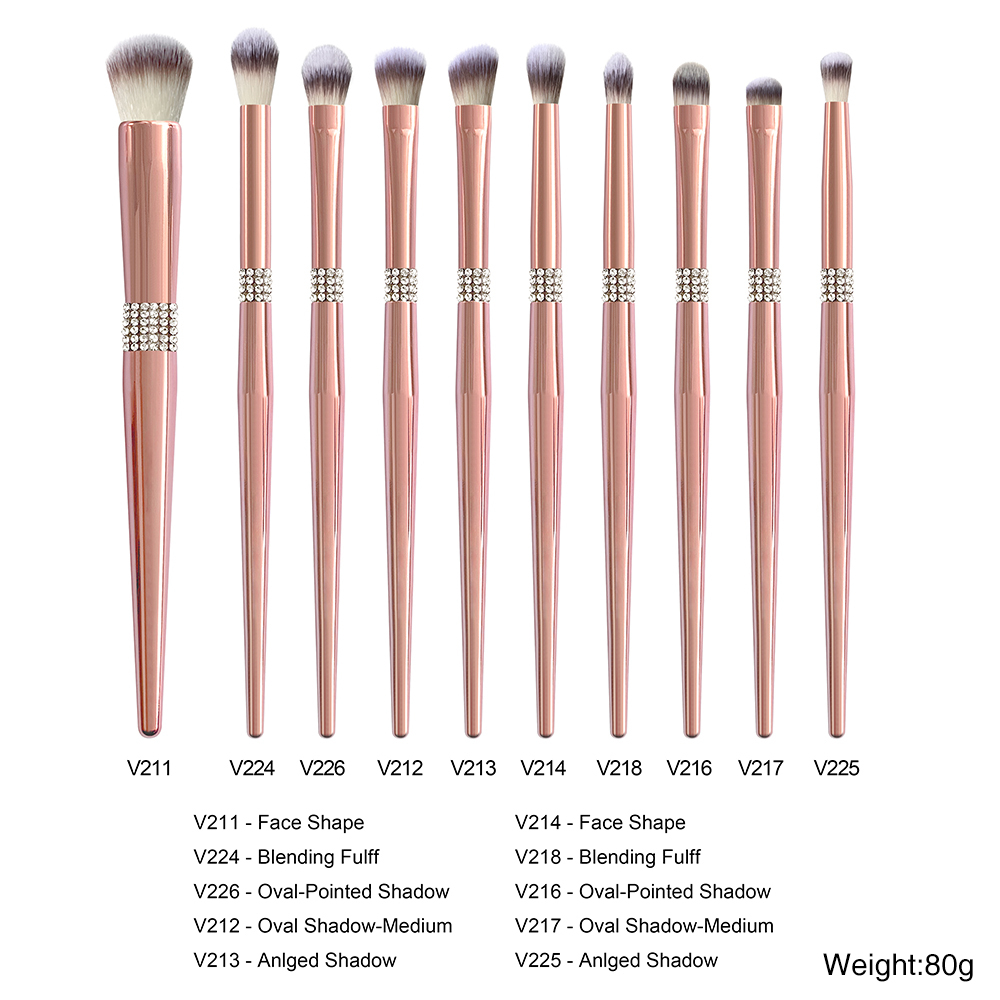 Glitzer-Make-up-Pinselset Roségold mit Etui 3