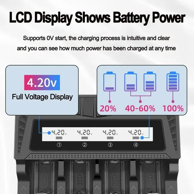 Intelligentes LCD-Ladegerät für 18650 und AA-Akkus 3