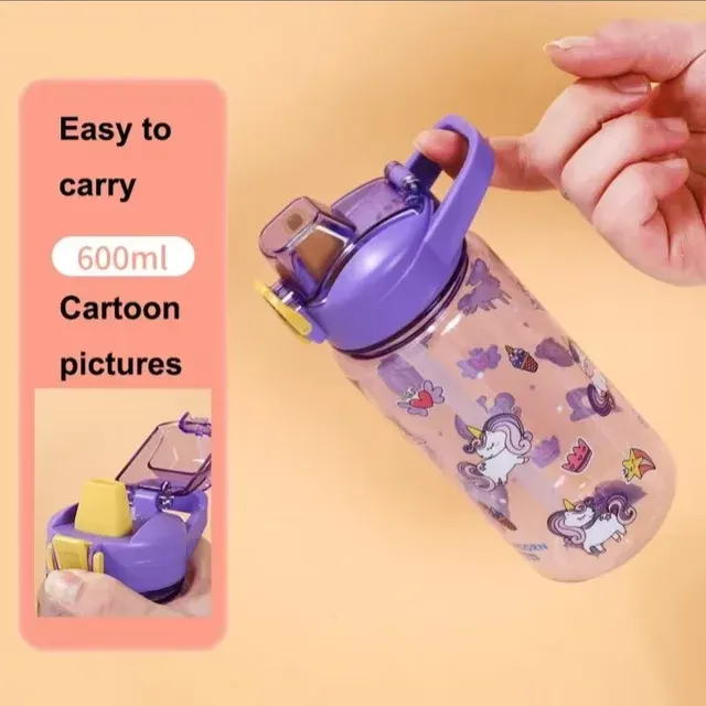 600-ml-Trinkflasche mit Strohhalm für Kinder 4