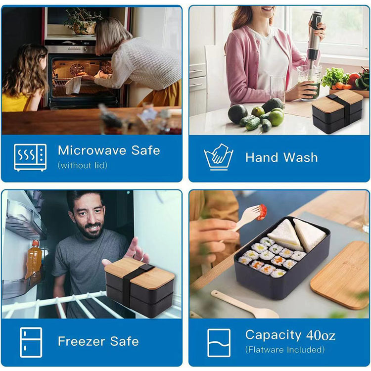 Bambus-Bento-Box Doppelschicht Lunchbox 3