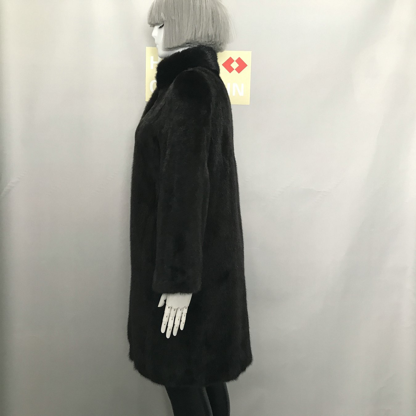 Damen Trenchcoat Echtpelz Nerz Braun wasserdicht 3