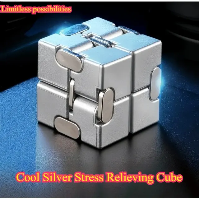 Silbernes Fidget Cube Stressabbau-Spielzeug 2