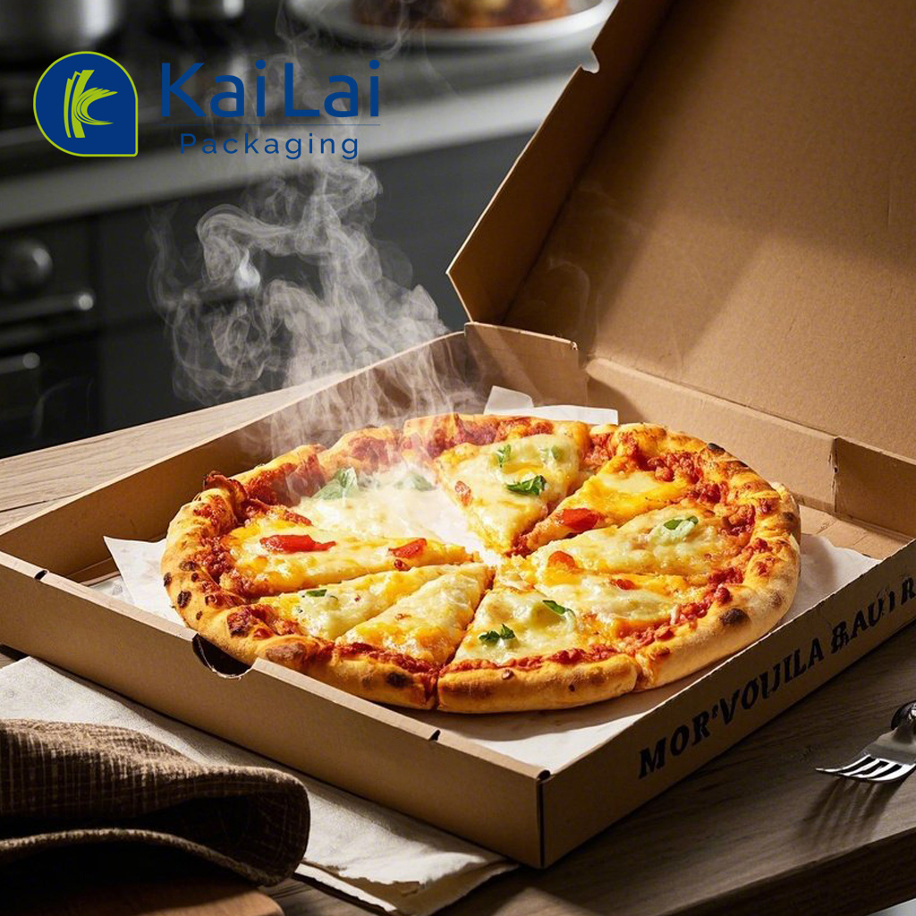 Portable Pizzabox aus Recyclingkarton mit Glanzlaminierung 4