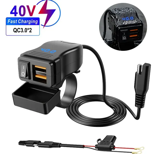 Wasserdichtes Motorrad-USB-Schnellladegerät mit Voltmeter 2