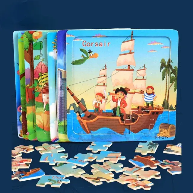 20-teiliges Montessori-Holzpuzzle mit Tieren und Fahrzeugen 3