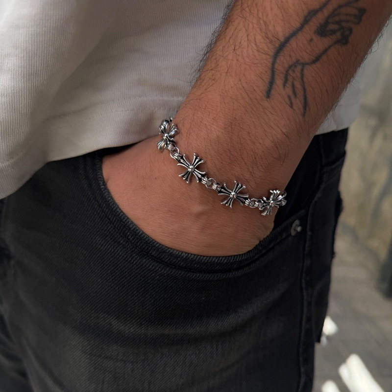 Unisex Punk Kreuz Armband aus Metall 4