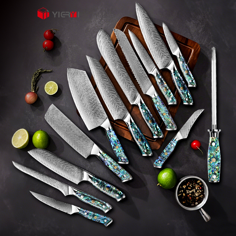 Japanisches Fleischmesser-Set mit Abalone-Griff
