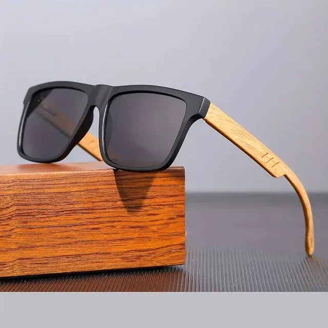 Quadratische Holzmaserung-Sonnenbrille UV400 3