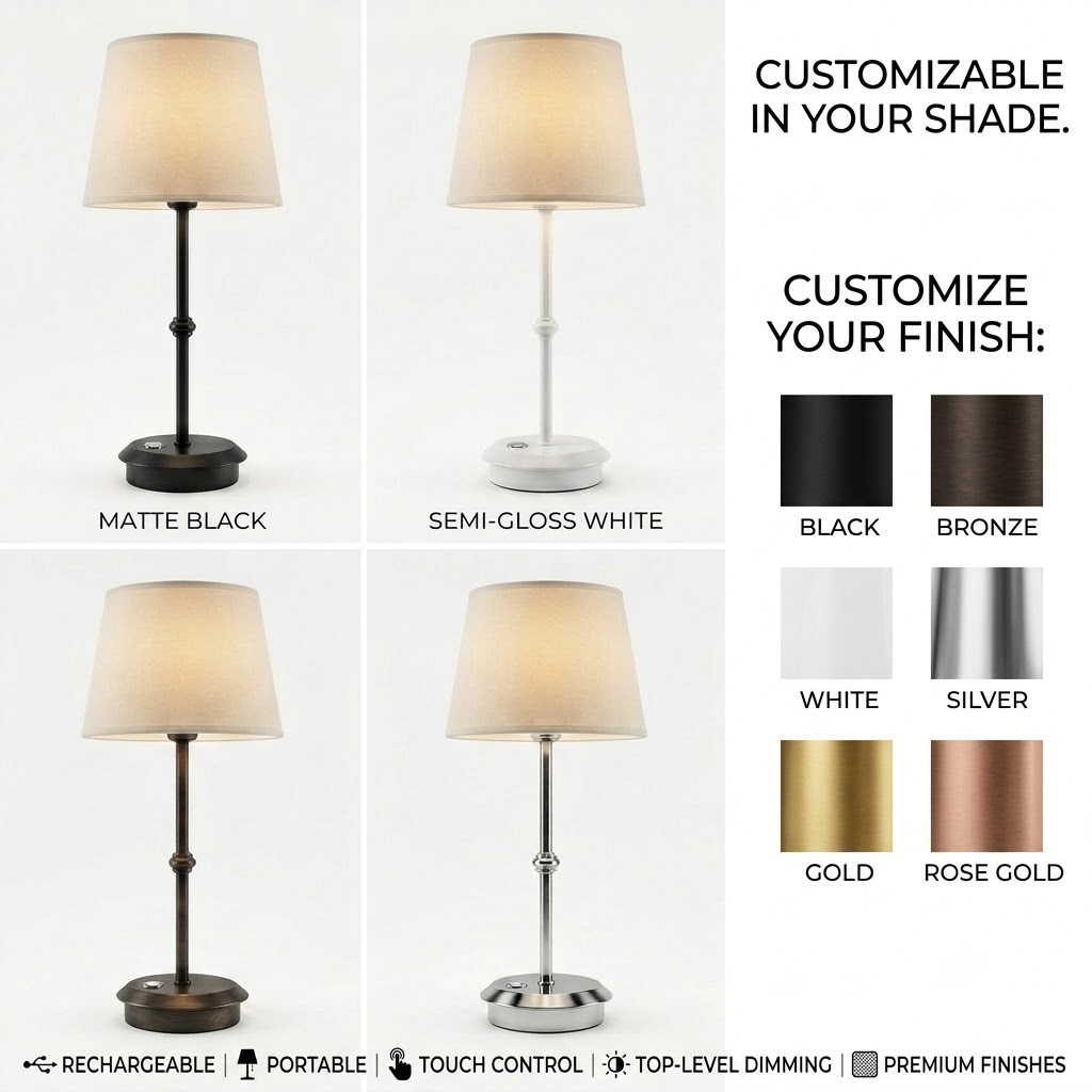 Klassische LED Tischlampe mit Stoffschirm 3