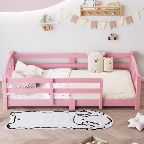Montessori Kinderbett aus Massivholz Rosa