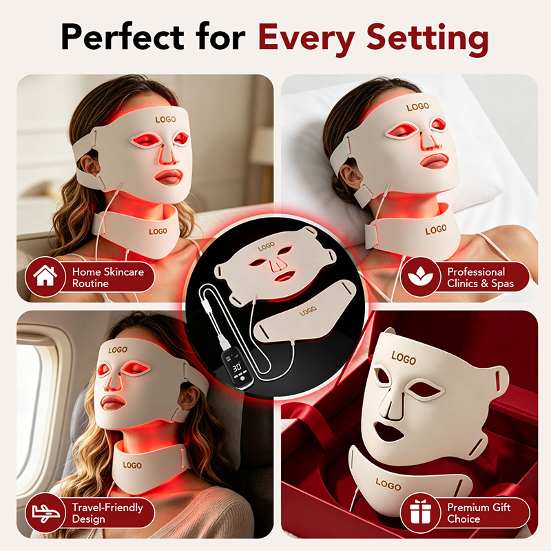 Rotlicht Gesichtsmaske mit Hals Handgerät 4