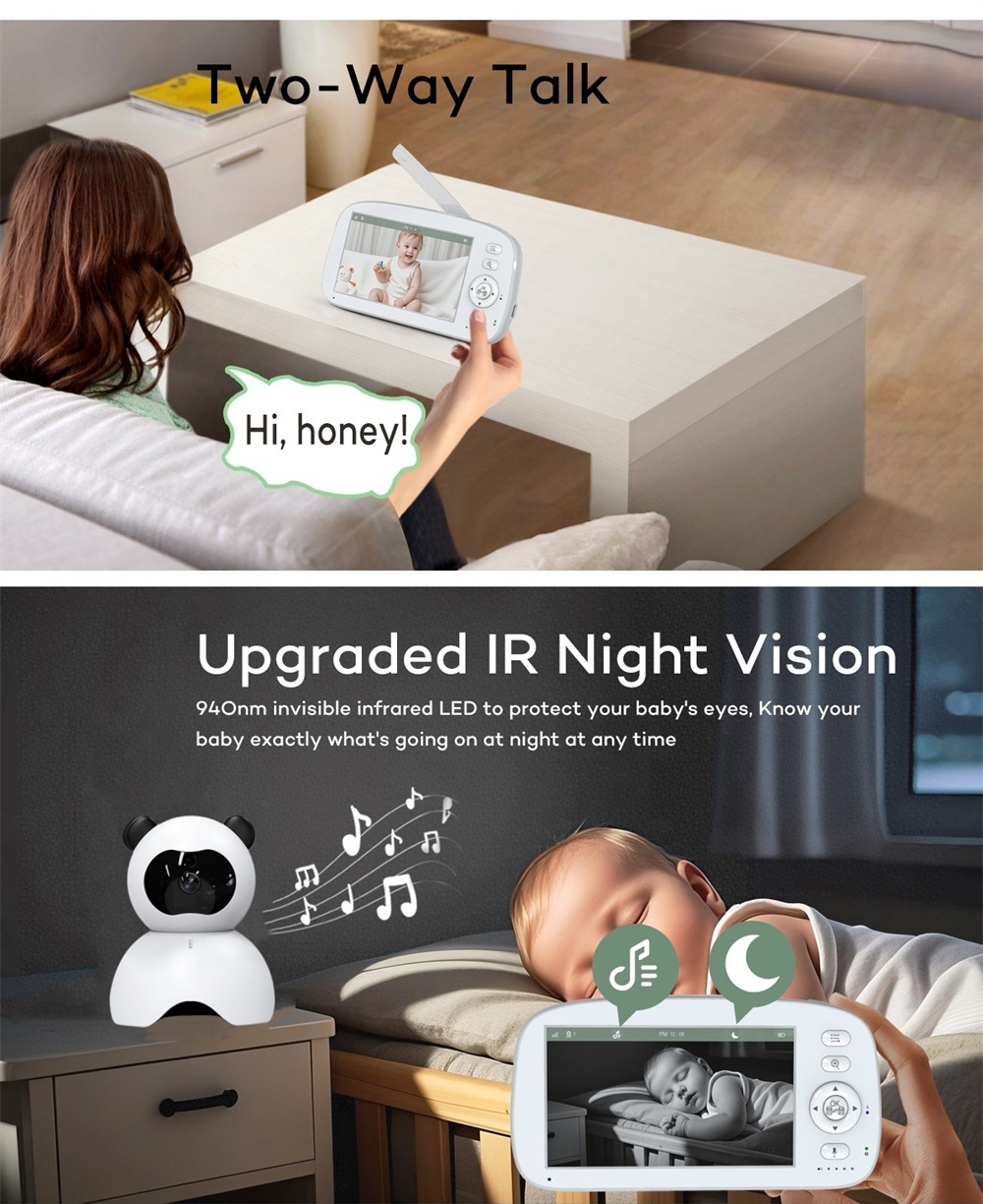 Babyphone mit Pan-Tilt-Kamera und Nachtsicht 4