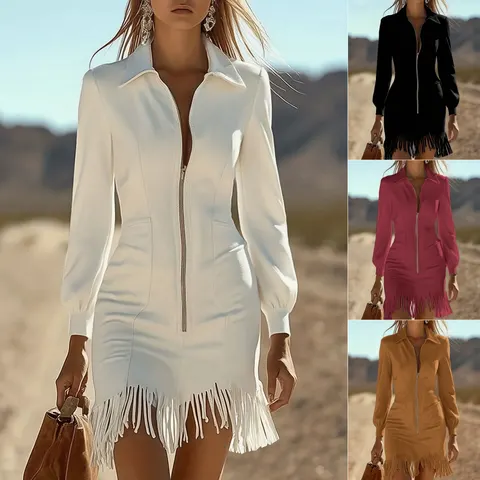 Wildleder-Fransenkleid