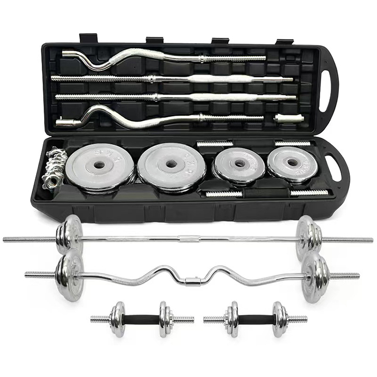 Verstellbares Eisen-Hantelset 50 kg mit Curlstange