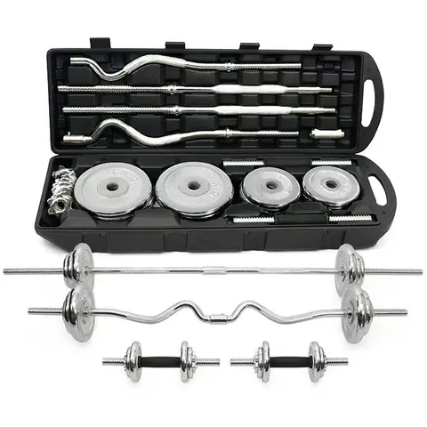 Verstellbares Eisen-Hantelset 50 kg mit Curlstange