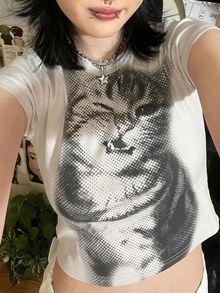 Basic Crop-Top mit Tierdruck 2