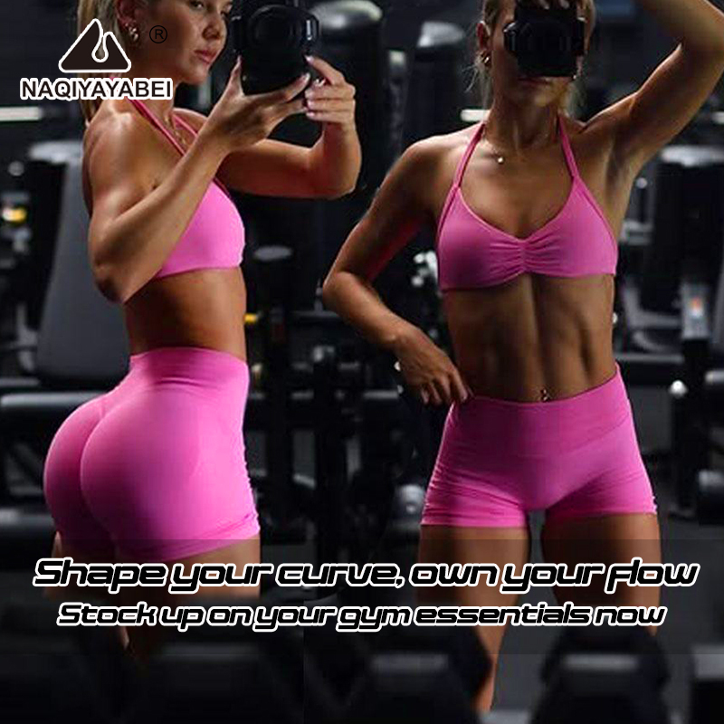 Nahtlose Damen-Sportshorts mit Scrunch-Po 2