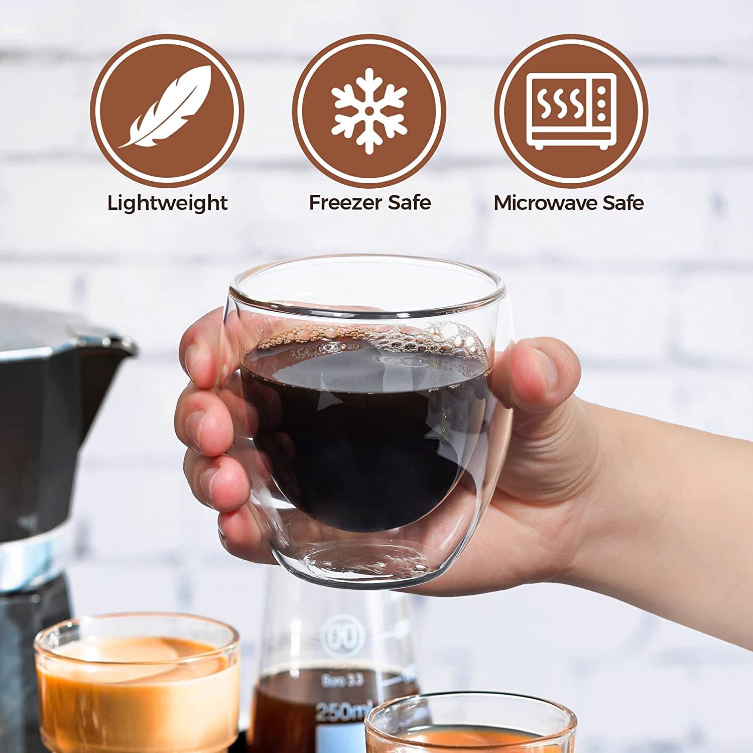 Borosilikatglas Milchkännchen mit Doppelausguss 4