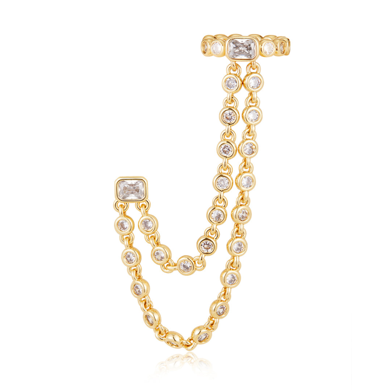 Damen Ohrmanschette mit Zirkonia-Kette 2