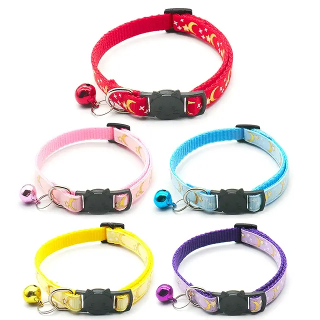 Reflektierendes Katzenhalsband mit Glöckchen und Sternen 2