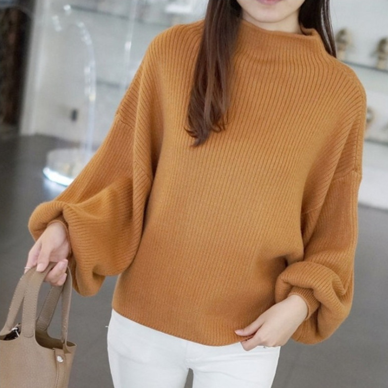Halbrollkragen-Strickpullover