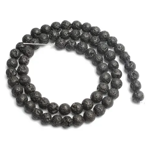 Schwarze Lavastein Perlen 4-14mm Rund