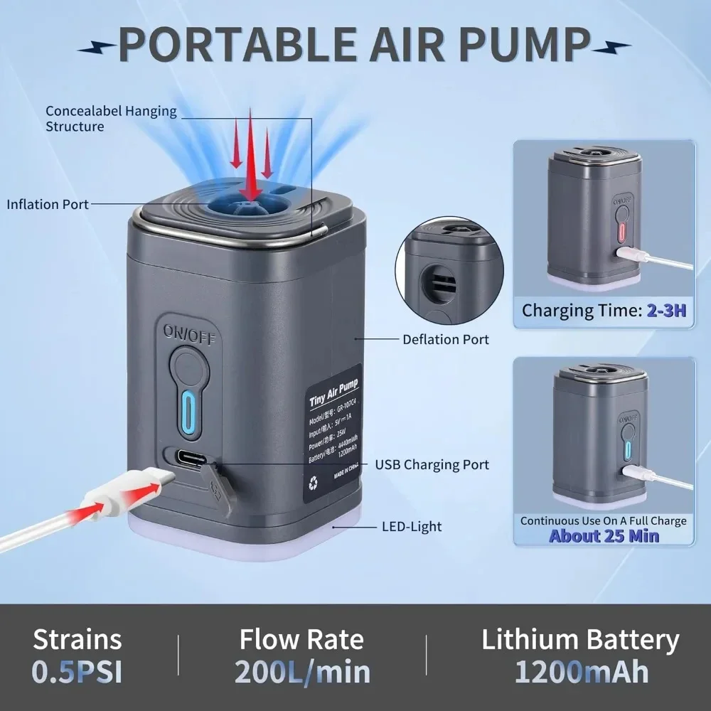 Tragbare USB-Mini-Luftpumpe mit Akku 2
