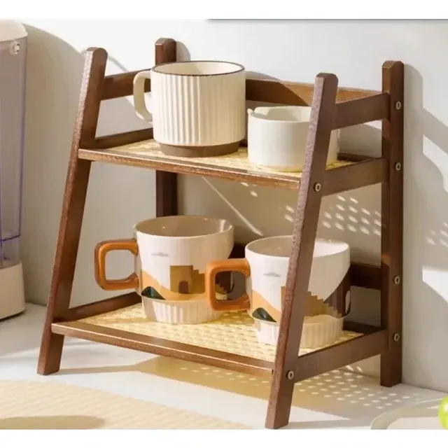2-stöckiges Retro-Bambusregal für Küche und Schminktisch 2