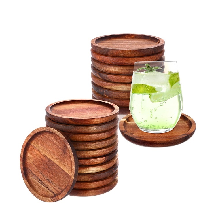 Holz-Untersetzer-Set mit Halter, Akazie